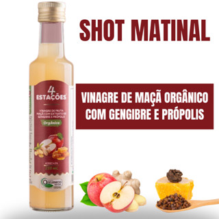Vinagre de Maça Orgânico com Extrato de Gengibre e Própolis 4 Estações 250ml em Oferta na Shopee