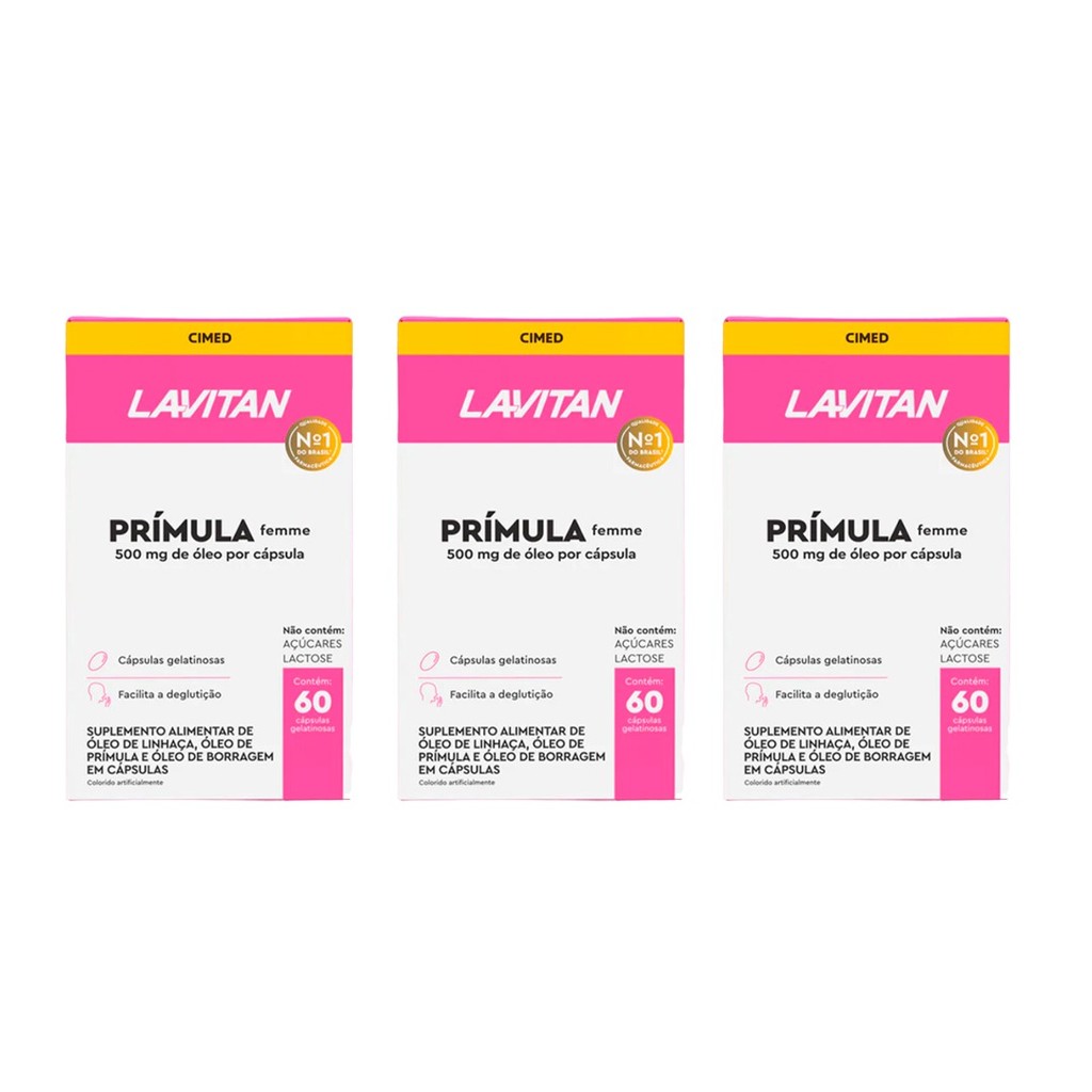 Kit 3 Lavitan Prímula Femme 500mg - 60 Caps - Cimed em Oferta na Shopee