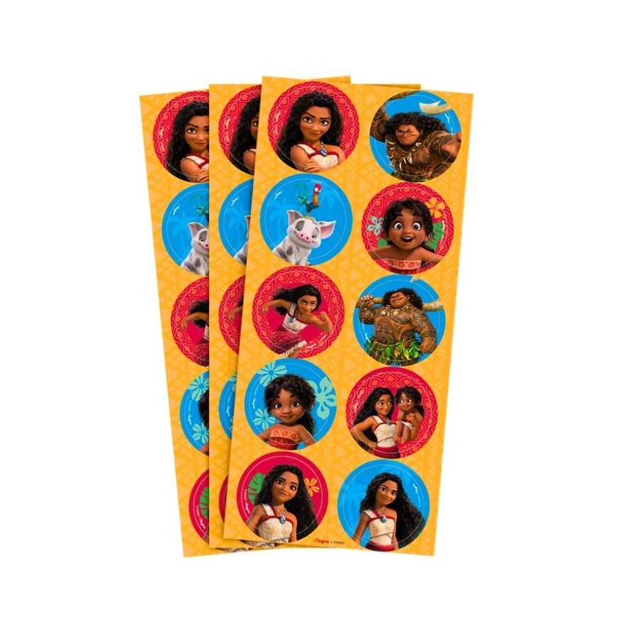 Adesivo Redondo - Moana 2 - 30 unidades - Regina - Rizzo