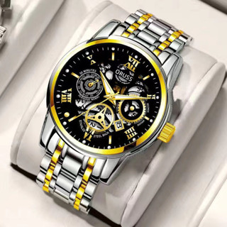 100% Original luxo oco aço inoxidável ouro moda negócios relógio masculino luminoso à prova dwaterproof água calendário em Oferta na Shopee