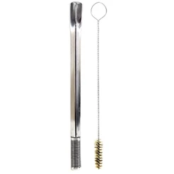 Bomba De Terere 21cm Aço Inox Silver Quadrada Bojo Mola