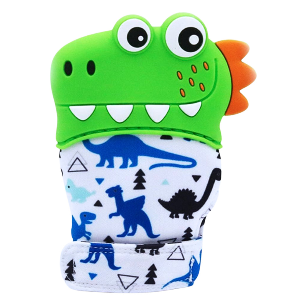 Massageador De Gengiva Borracha Luvinha Dinossauro Verde Bebe Castela - Mom & Baby
