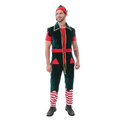 Fantasia Adulto Duende Natal Com Gorro Natalino Verde Vermelho