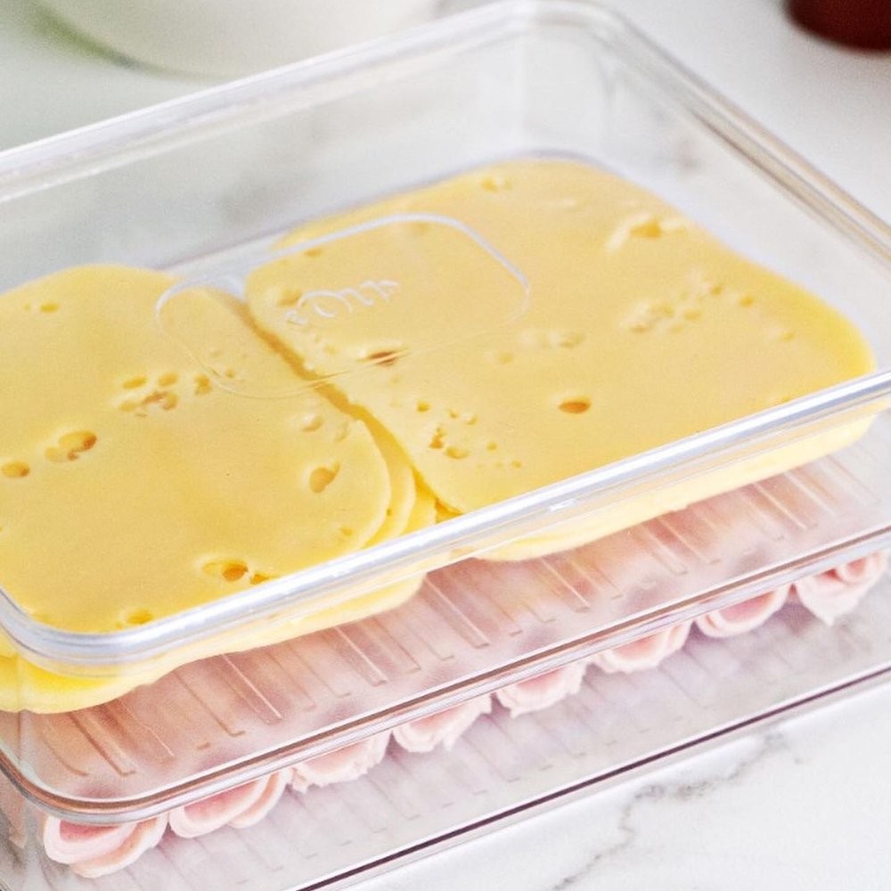 Porta Frios Presunto Queijo Salame Acrílico  Duplo Divisória da Geladeira à Mesa