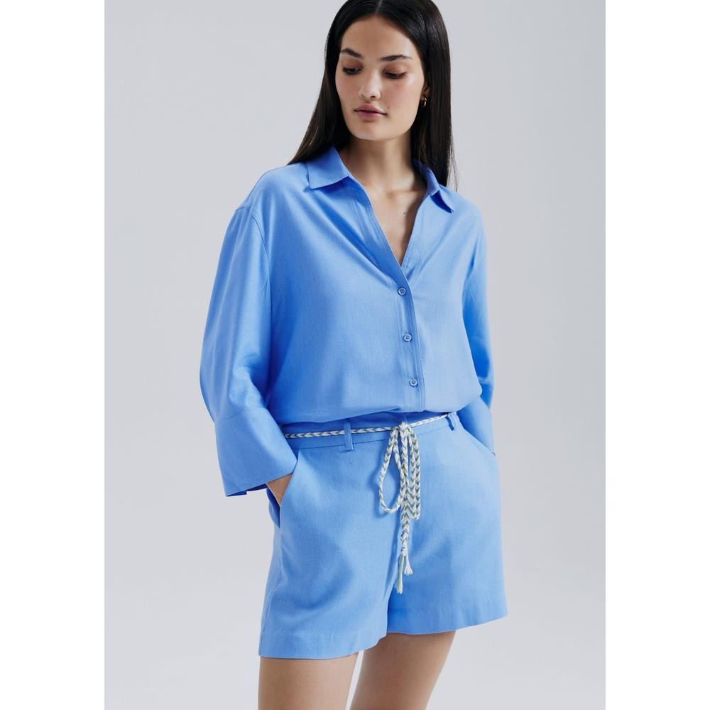 Shorts Feminino Alfaiataria Com Linho Hering em Oferta na Shopee