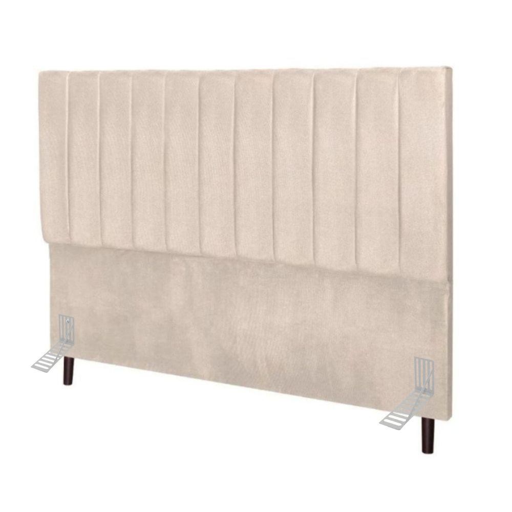Cabeceira Estofada Cama King 195 Cm Luísa Suede E Frame Cor:bege