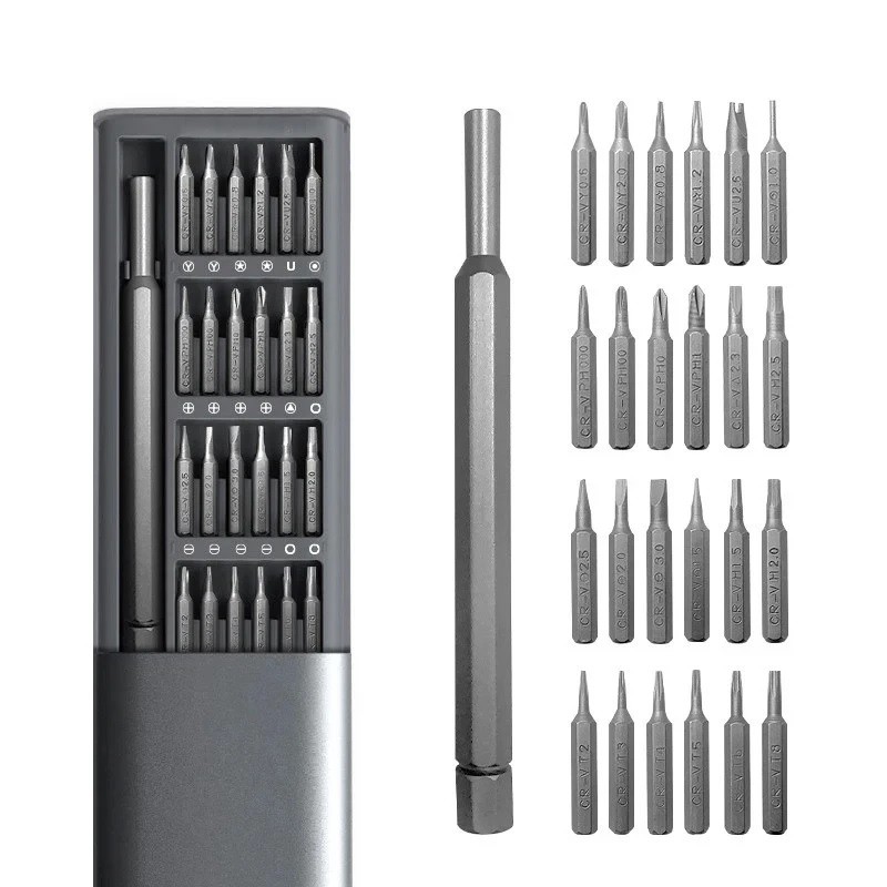 Kit Ferramenta Chave Magnética Precisão Premium 24 Peças Pequenos Reparos Iphone Android Pc
