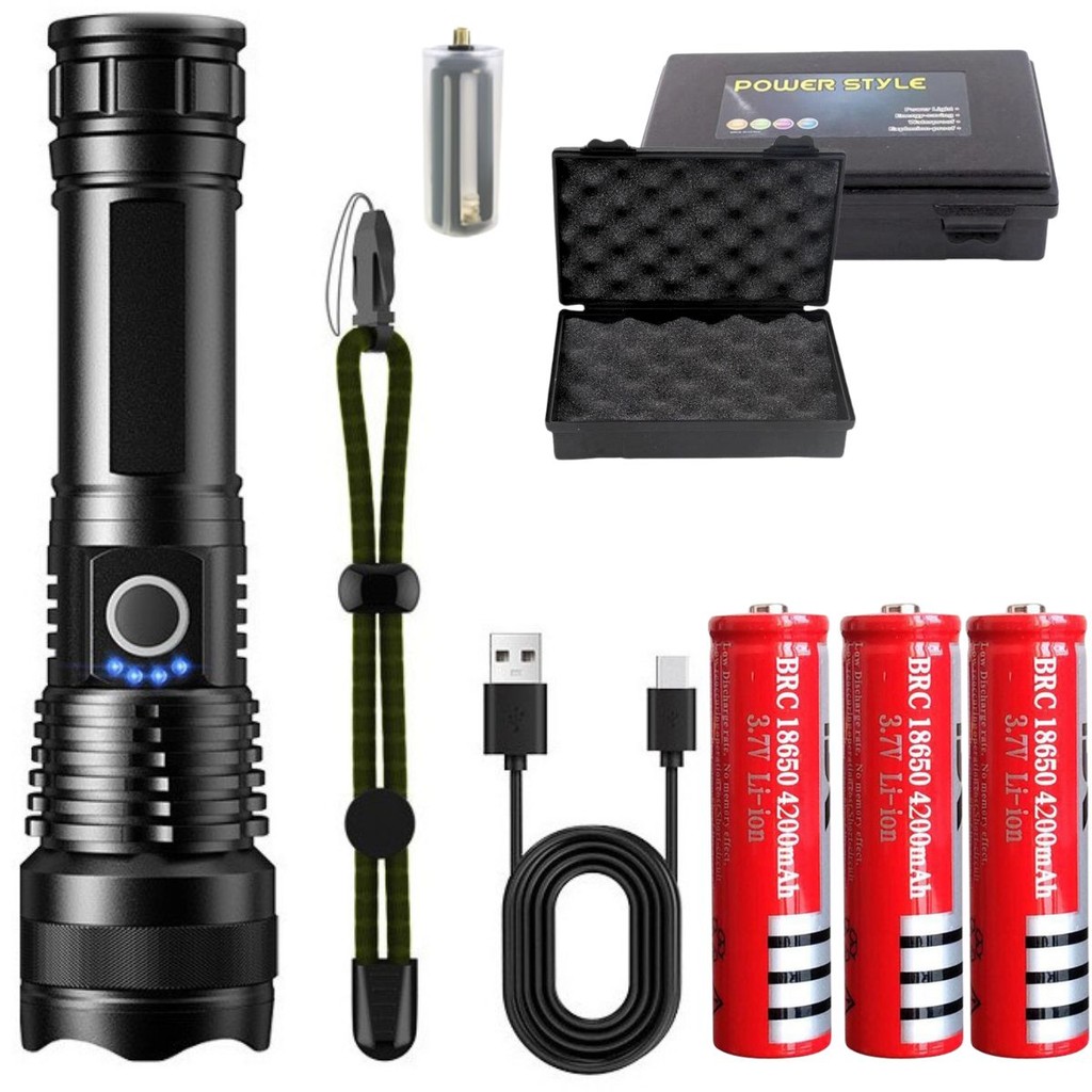 Lanternas Super Potente T9 Tática Mais Forte Do Mundo Fazenda Acampamento Segurança Recarregável USB