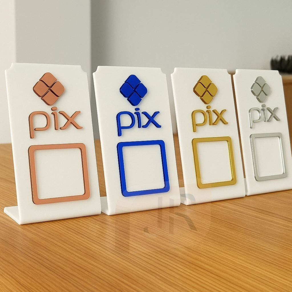 Placa Pix Pagamento QrCode De Mesa Balcão c/ base - Acrílico em Oferta na Shopee