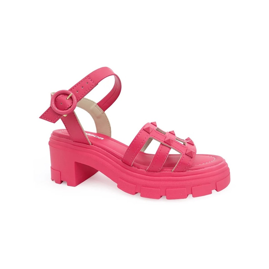 Sandália Moleca Salto Medio Tratorada 5476.106 Pink Gloss