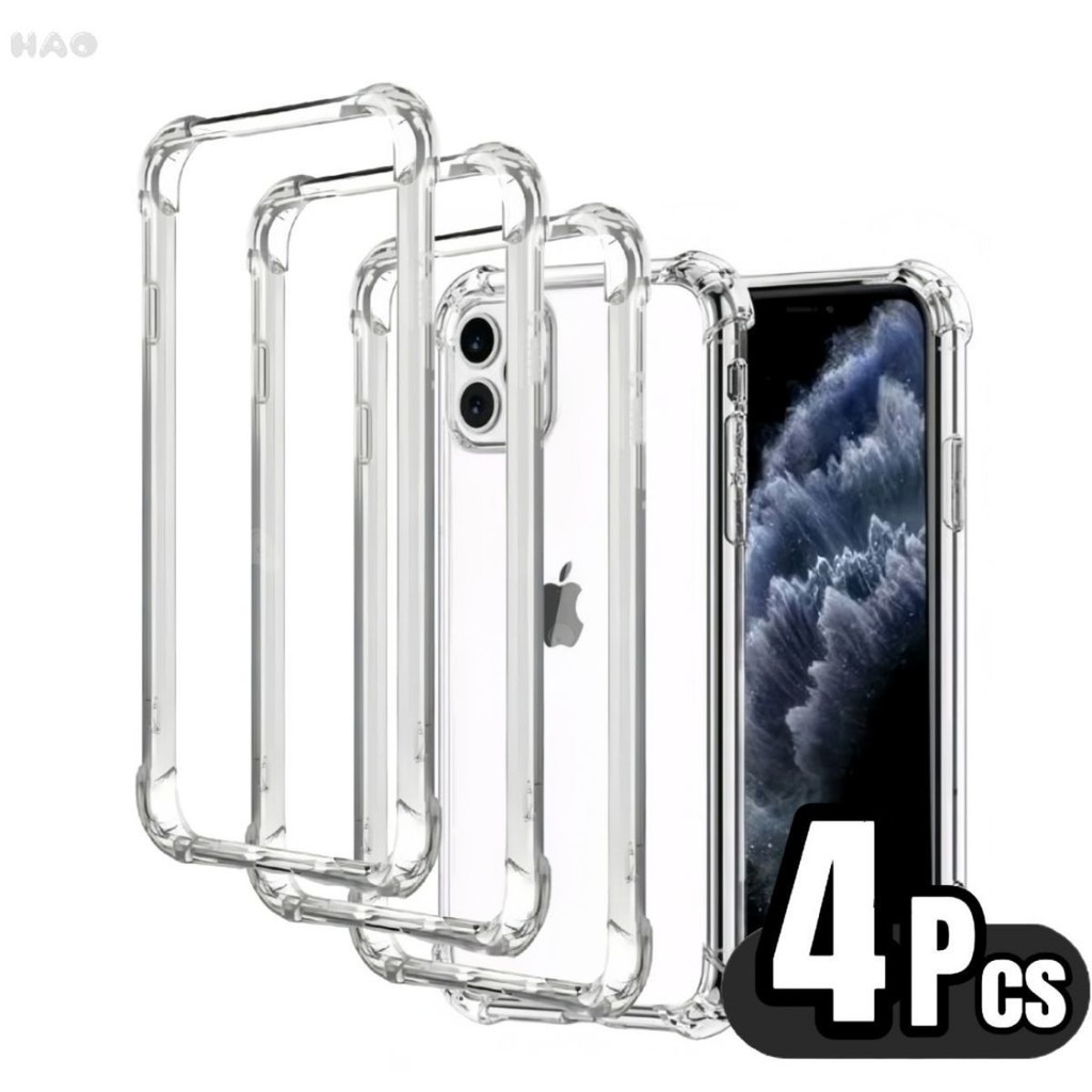 Kit 4 Capa Capinha Transparente Anti Impacto TPU Para IPhone 7 8 Plus Xr 11 12 13 ProMax 14 15 16 Pro Max 16E 17 Air em Oferta na Shopee