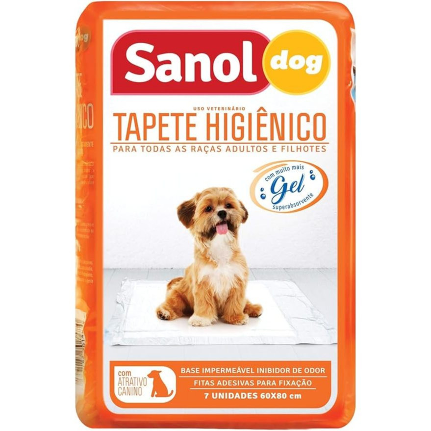 Tapete Higiênico Pet Com 7 (Sete) UNIDADES Sanol Para Cães 60x80cm PROMOÇÃO ENVIO IMEDIATO