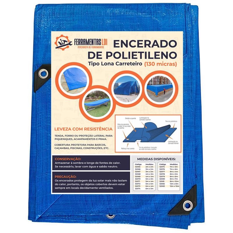 Lona Azul Carreteiro Caminhão Piscina Impermeável 8x10 Ferramentas LDI