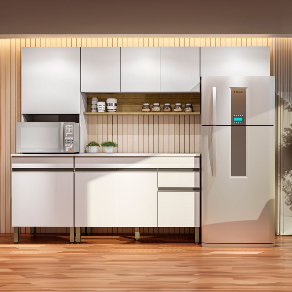 Armário de Cozinha com Balcão Silver 9 Portas 1 Gaveta - Pnr Móveis em Oferta na Shopee