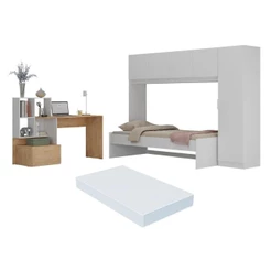 Conjunto Quarto Cama Solteiro com Colchão/Guarda-Roupas/Escrivaninha Multimóveis MP4225
