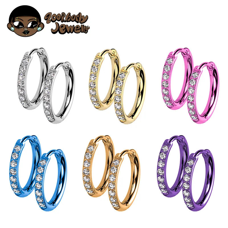 1 par Piercing Helix Conch Argola Titânio Pvd Clik Zircônias Cravejadas em Oferta na Shopee