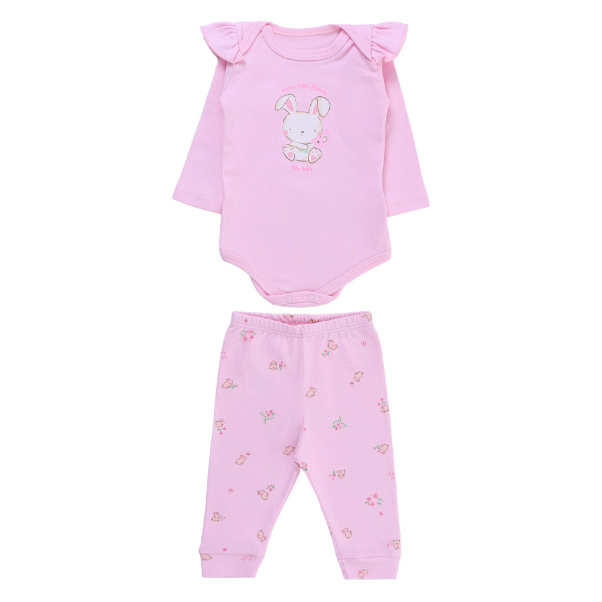 Conjunto Bebê Kiko Baby Estampa Coelhinho Com Babado - Baby & Kids Fashion