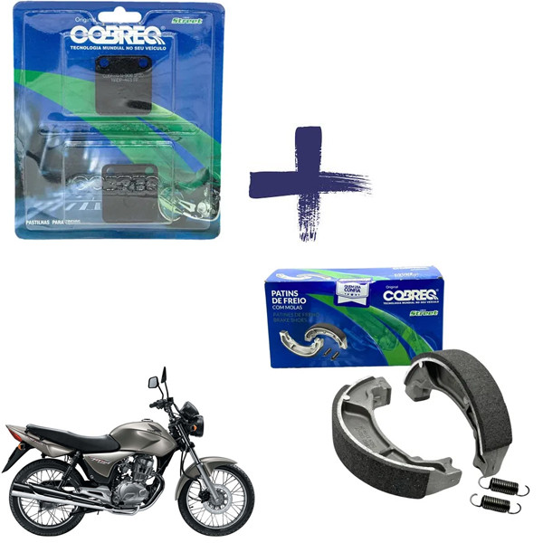 Kit freio dianteiro traseiro CG 150 2004 a 2008 Cobreq em Oferta na Shopee