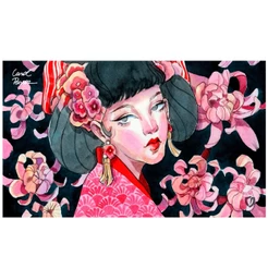 PLAYMAT CRISÂNTEMOS CENTRAL ACESSÓRIOS 61X35,5CM ARTE PROTEÇÃO CARDS JOGO TAPETE 2MM MOUSE PAD CARTA
