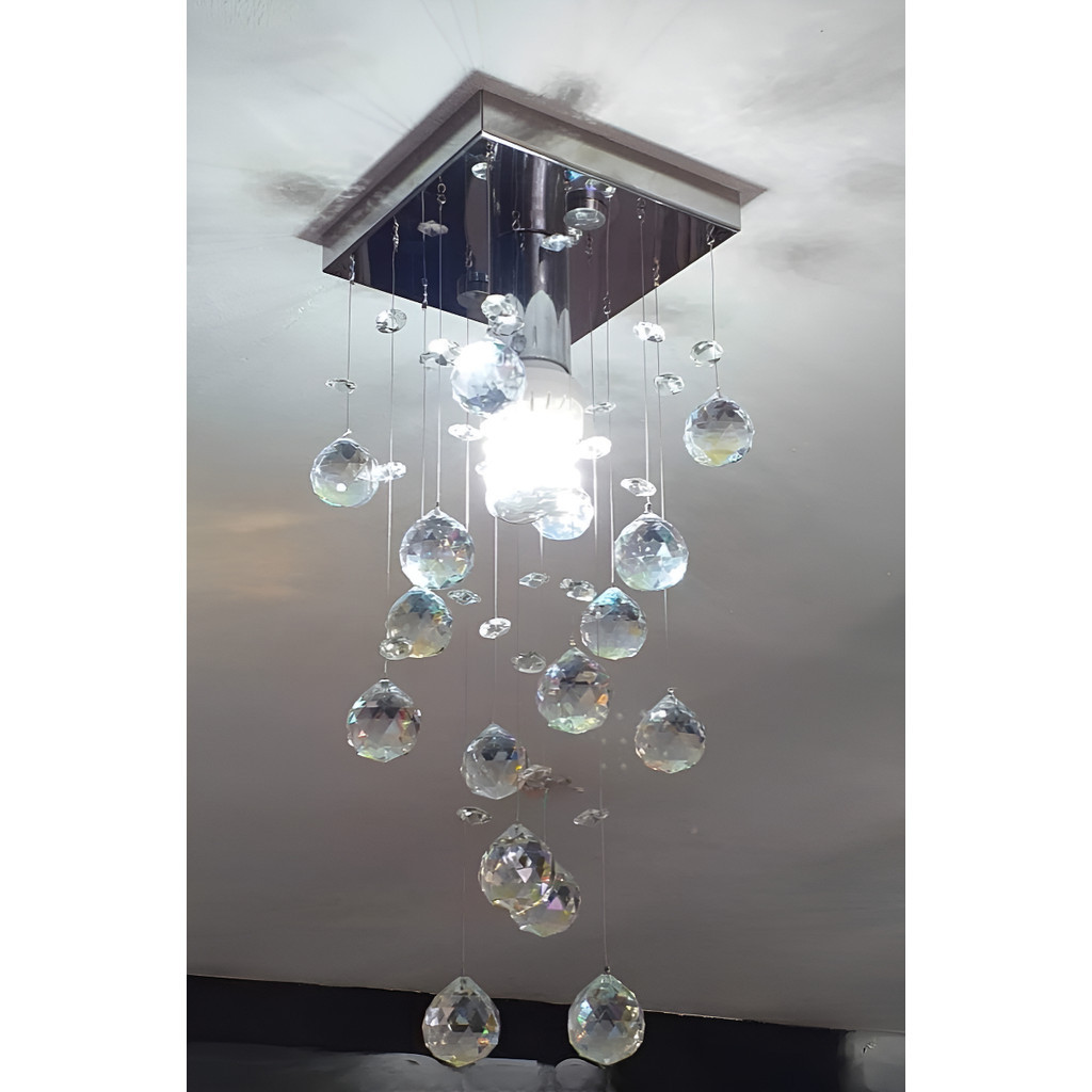 Lustre Plafon De Cristal Acrilico Sala Quarto Vai Montado