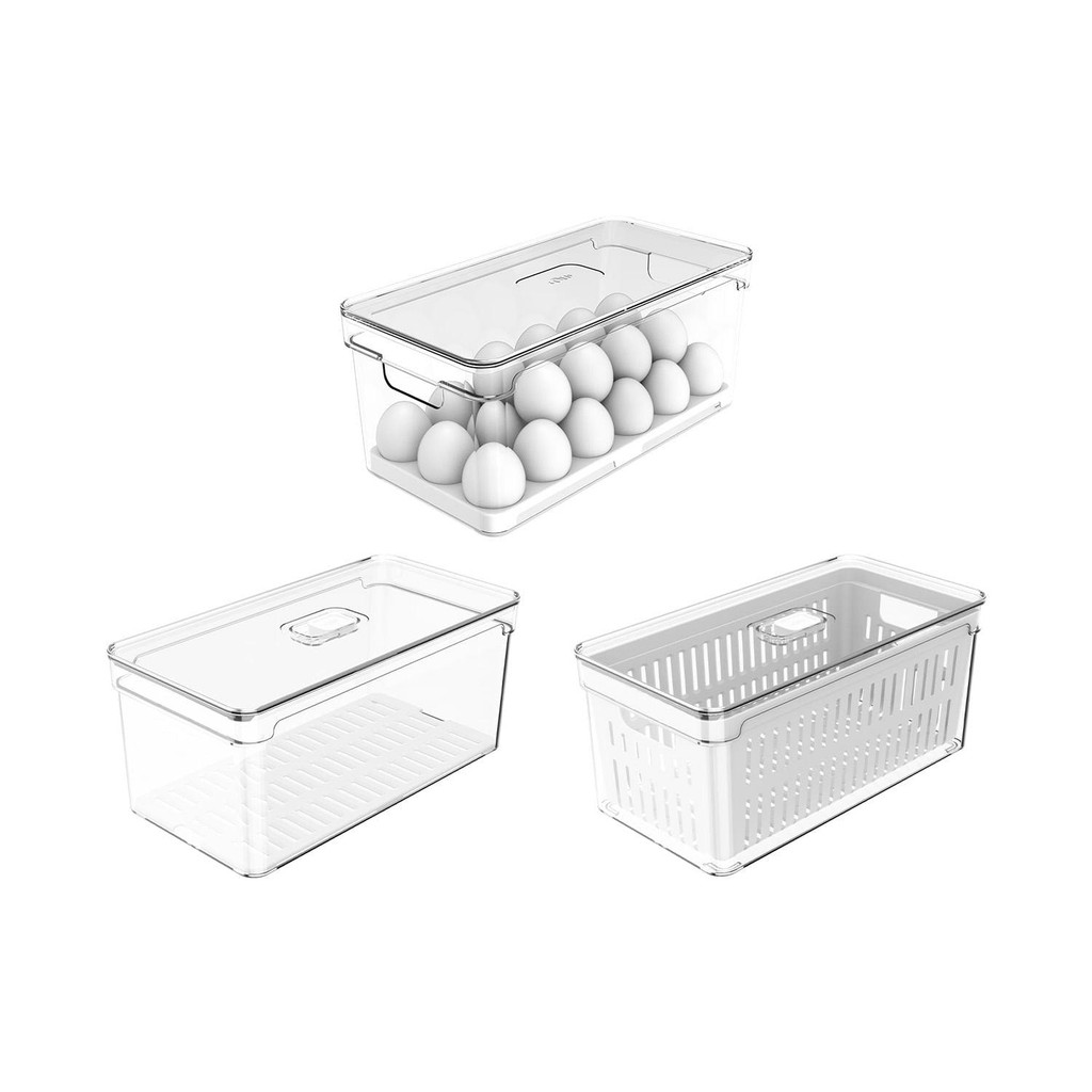Kit de organizadores de geladeira Ou 3 peças 30x15x13 Linha Clear Fresh em Oferta na Shopee