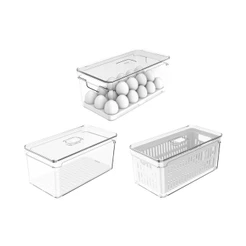 Kit de organizadores de geladeira Ou 3 peças 30x15x13 Linha Clear Fresh