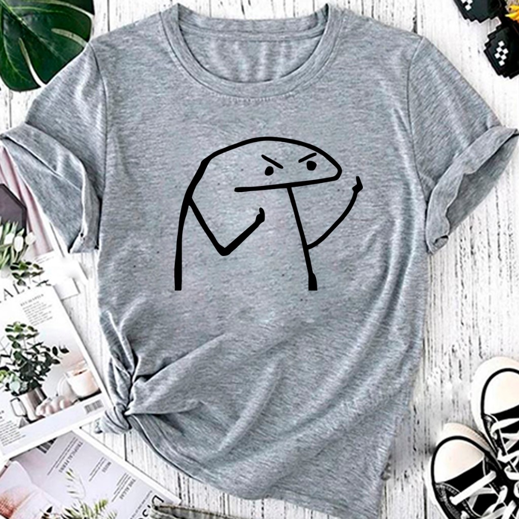T-shirt Blusa Linda Flork Dedo Medio Emoji Meme Camiseta Feminina Camisa UNISSEX