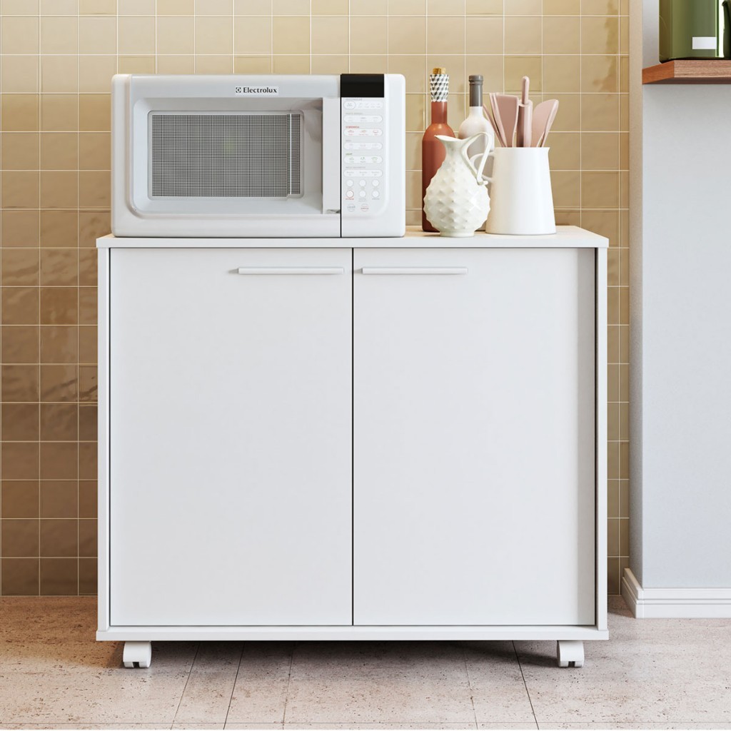 Armário de Cozinha 2 Portas 2 Prateleiras Branco 214 - Pnr Móveis em Oferta na Shopee