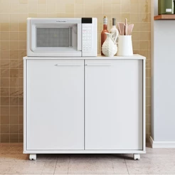 Armário de Cozinha 2 Portas 2 Prateleiras Branco 214 - Pnr Móveis