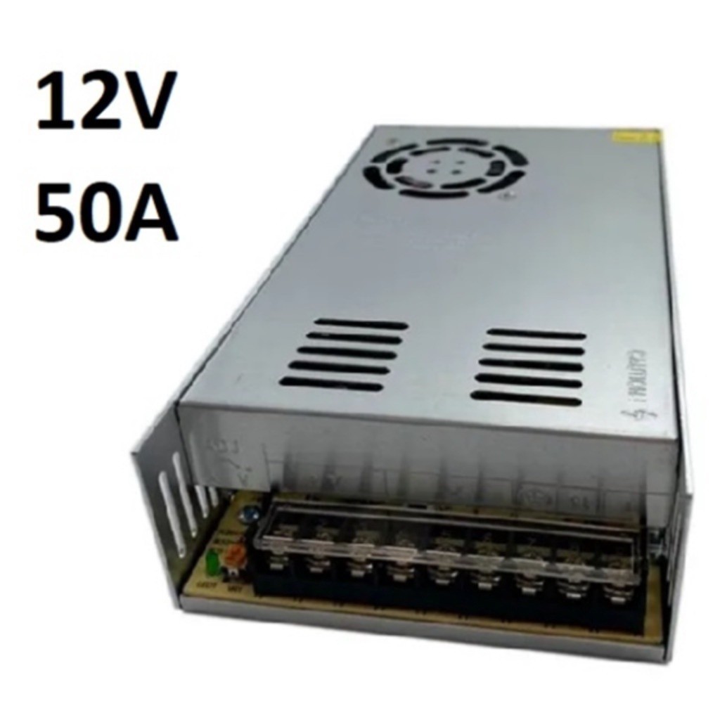Fonte Chaveada 50A 12V 600W Bivolt Som Câmeras Cftv Chave Seletora