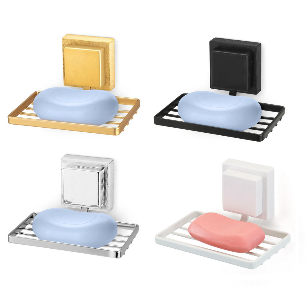 Saboneteira com Dupla Face 3M Suporte Banheiro Lavabo Cromado Dourado Luxo Black Arthi - Home & Living