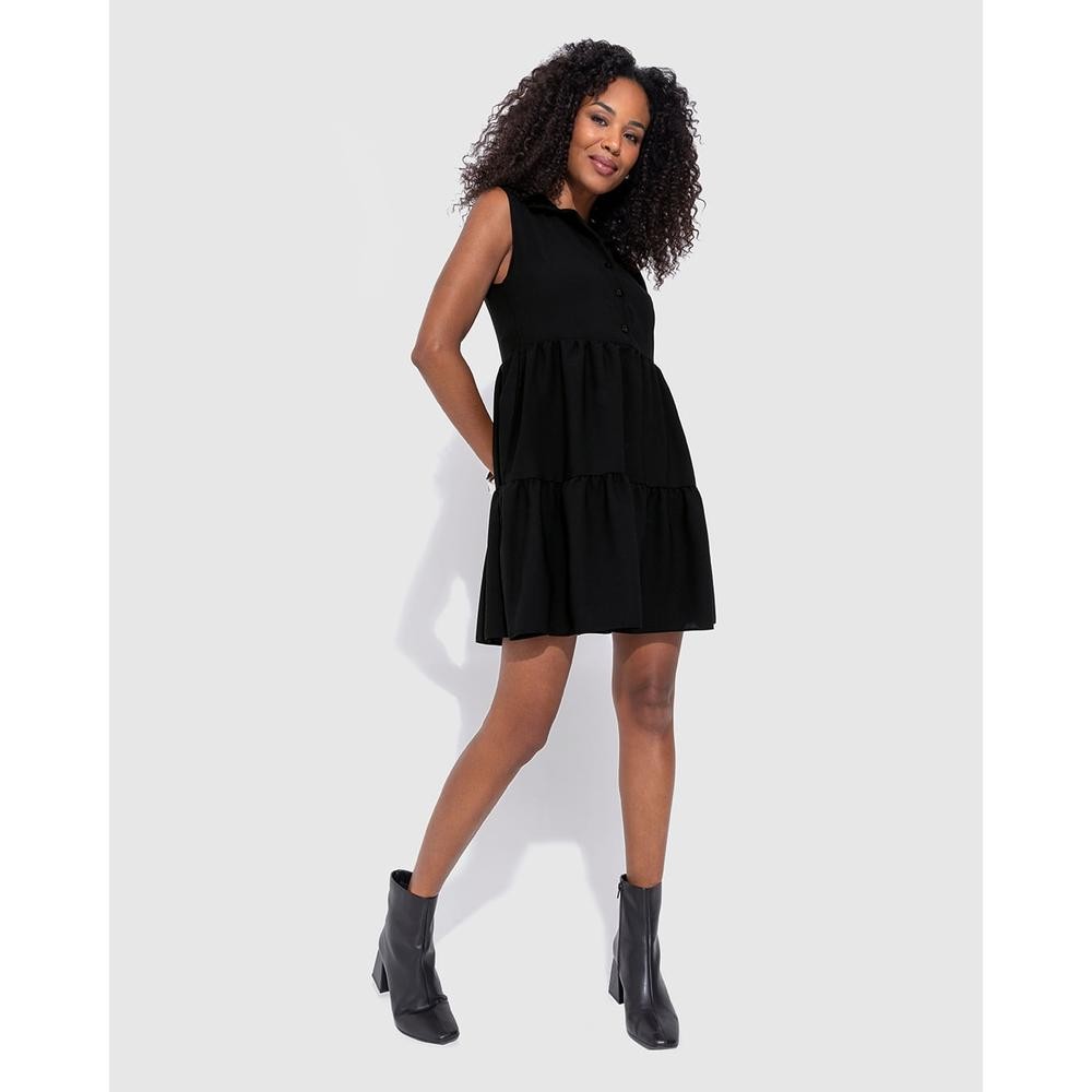 Vestido Amplo Feminino Abotoamento Frontal Em Crepe - ENFIM