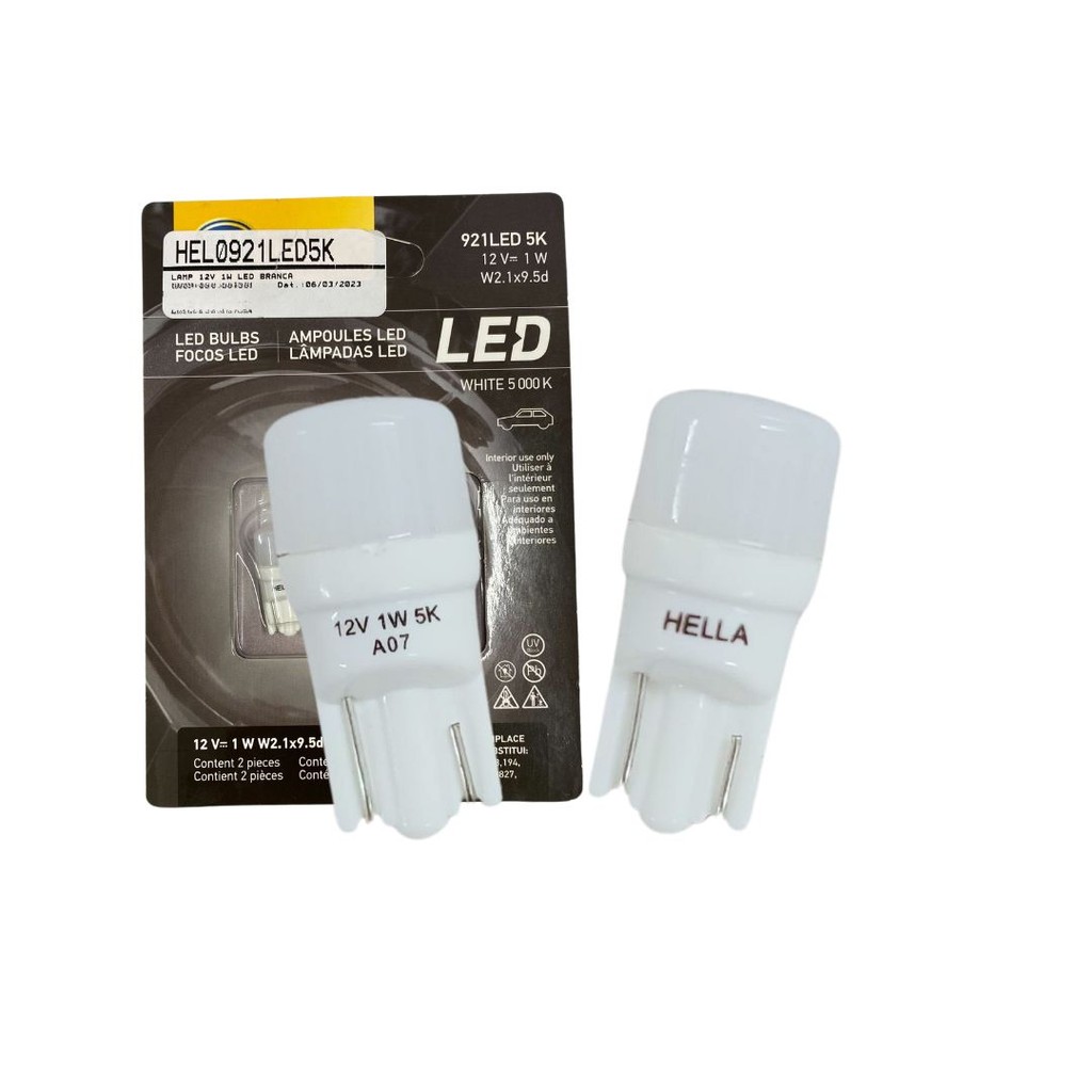 Lâmpada Led Pingão W5W Luz Branca 12v 921 LED 5k HELLA - Automobiles