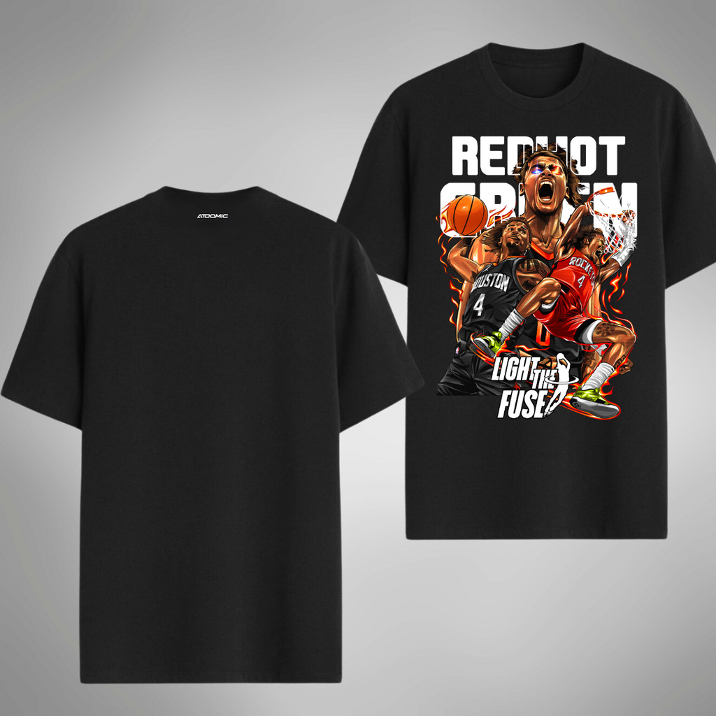 Camisa Masculina Algodão Premium Casual Algodão 30.1 NBA 22 Camiseta Estampa NBA Atoomic Red