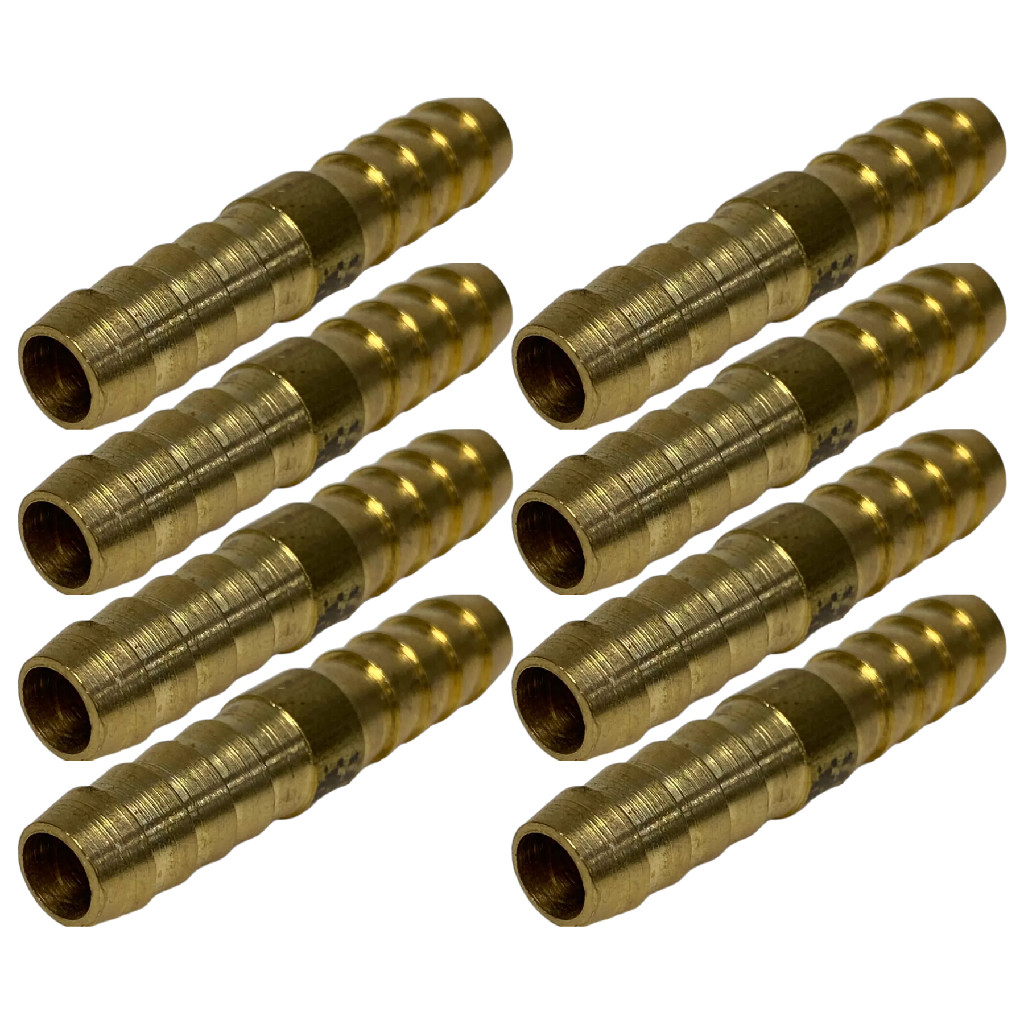 8 Emenda De Latão Mangueira 3/8 10mm Espiga União Ar Agua