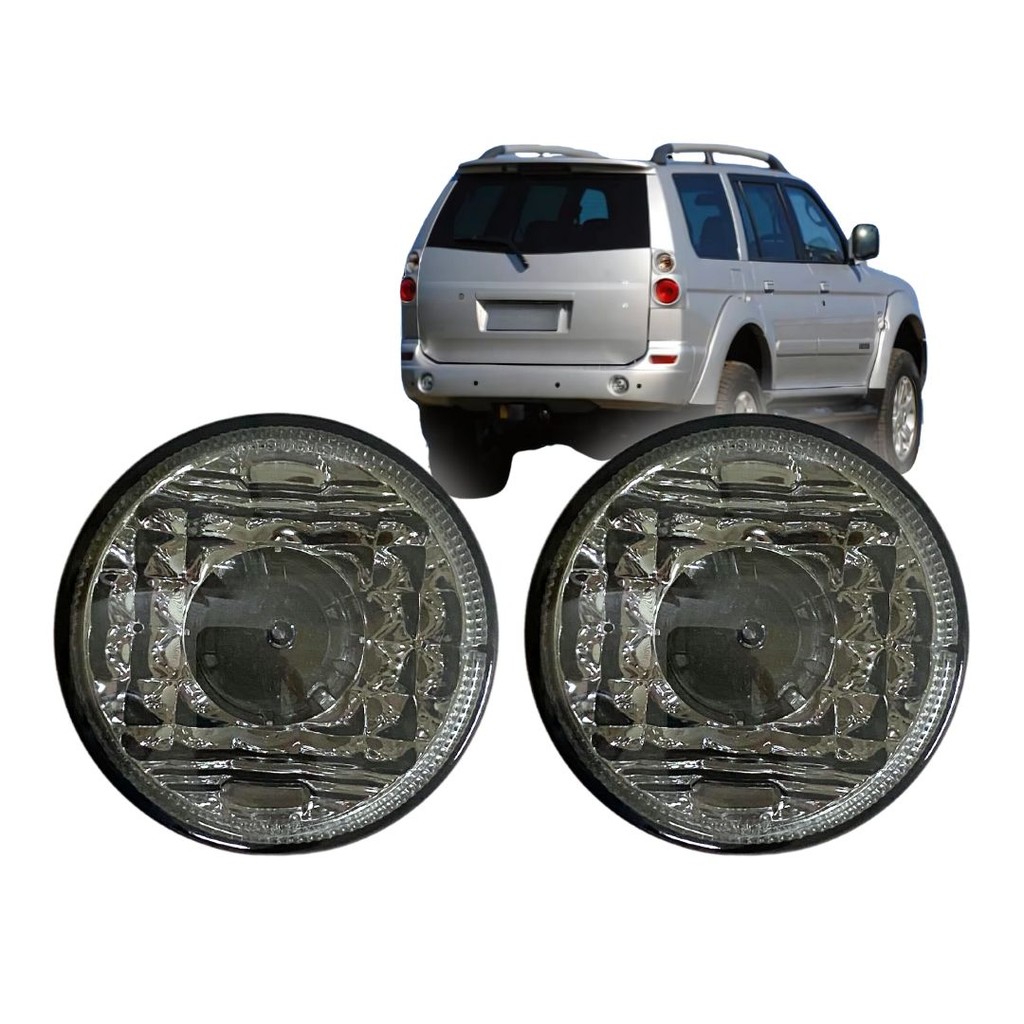 Par Lanterna Traseira Pisca Para Mitsubishi L200 Pajero Sport TR4 Redonda 90mm Fume