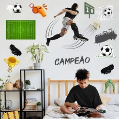 Adesivo De Parede Futebol Decorativo Para Quarto E Sala Titulo Preto