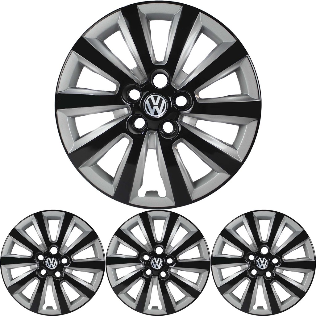 4 Calota Fox Aro 15 Black Piano com Prata Metálico + Emblema em Oferta na Shopee