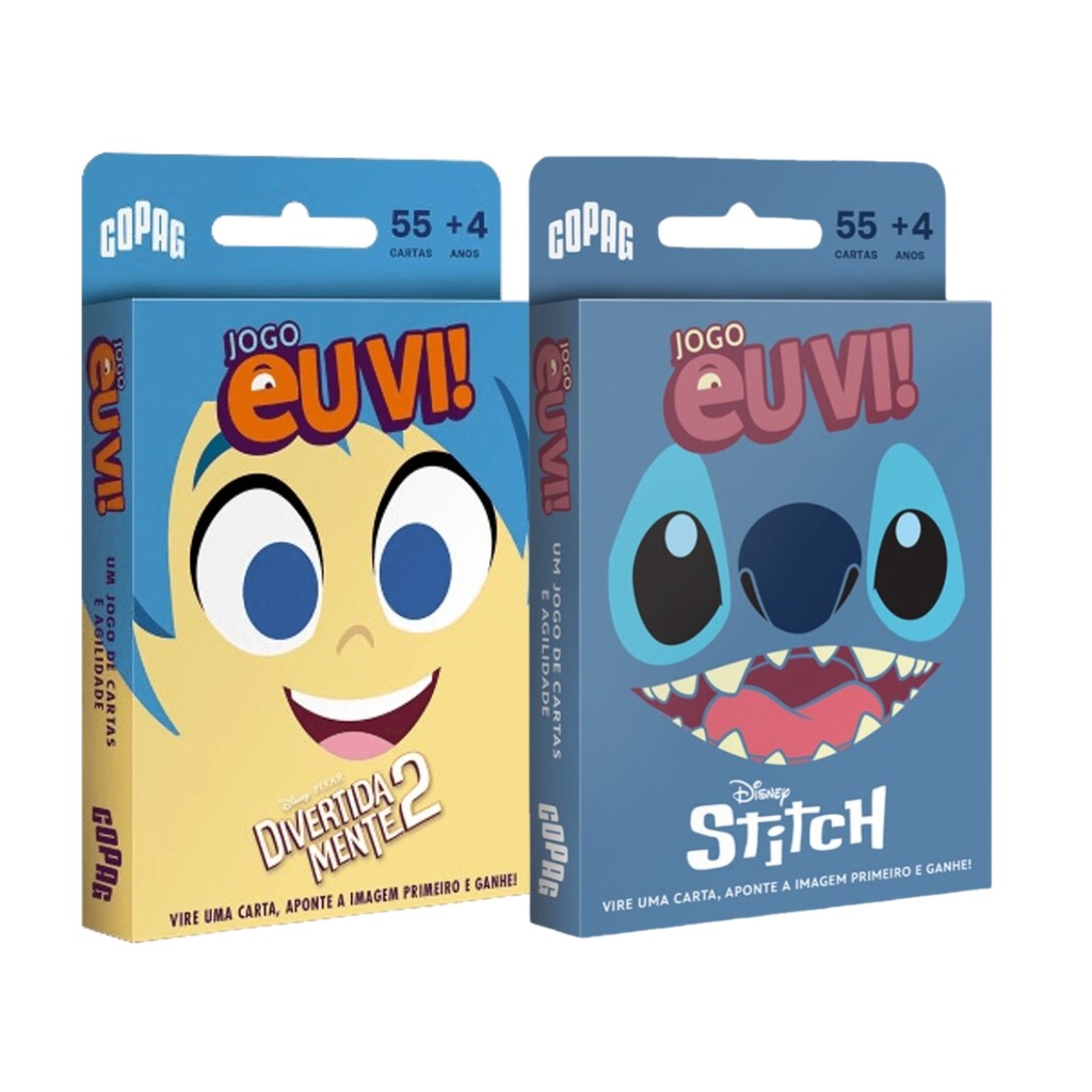 Kit 2 Jogos De Cartas Eu Vi! Stitch e Divertidamente 2 Copag