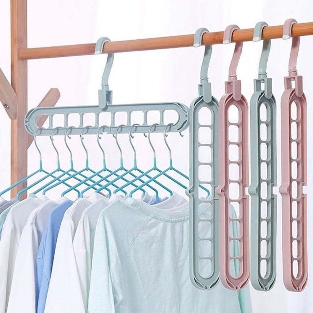 Kit 6 Cabides Mágicos Organizador Retrátil 9 Furos Rosa