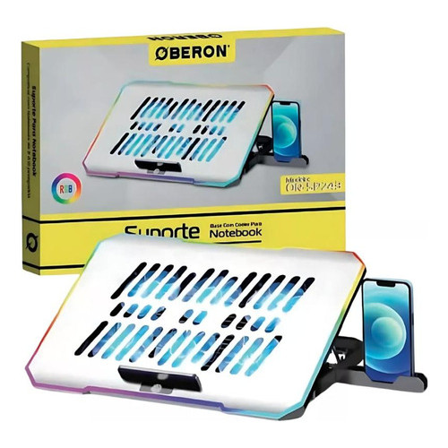 Suporte para Notebook iluminado Luz Led com cooler porta usb suporte de celular