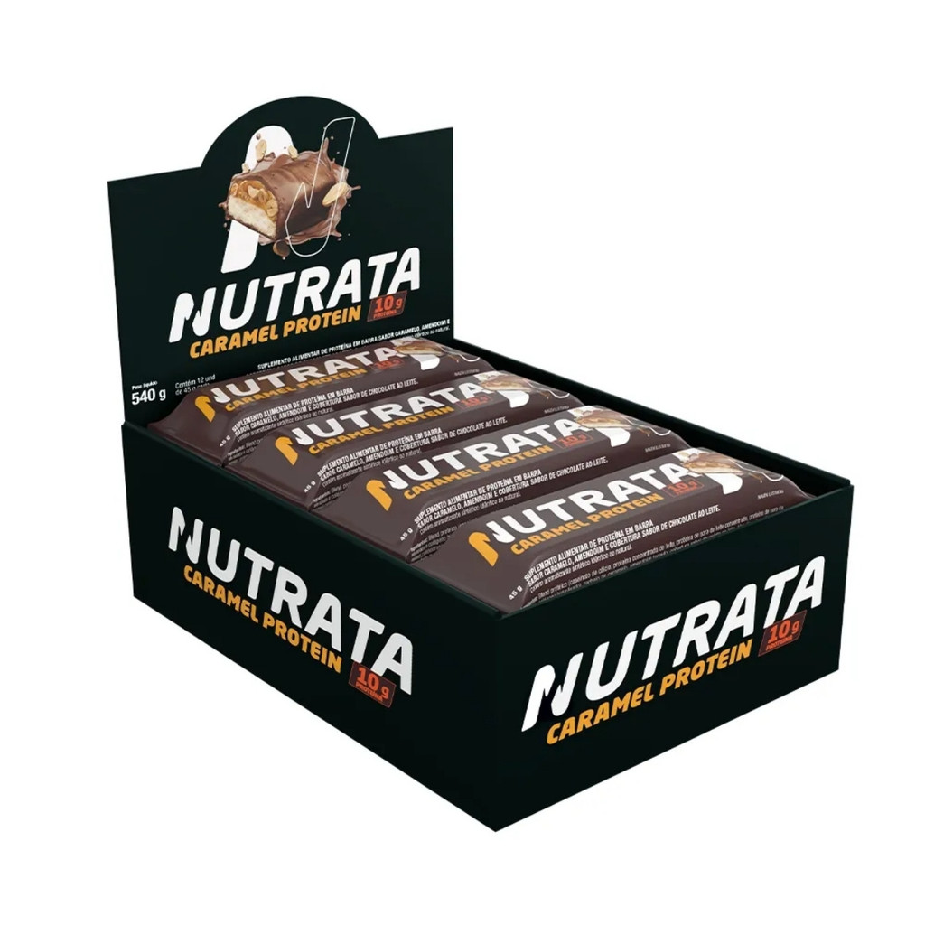 Barra De Proteína Caixa Com 12 Unidades De 45g Nutrata Caramel em Oferta na Shopee