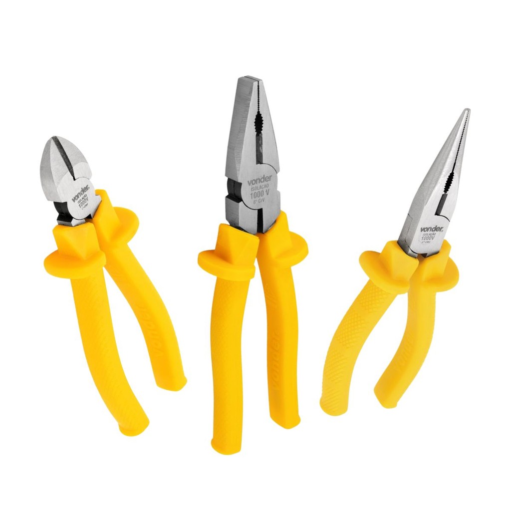 Kit 3 Alicates, Universal e Meia Cana Reto e de Corte VONDER em Oferta na Shopee