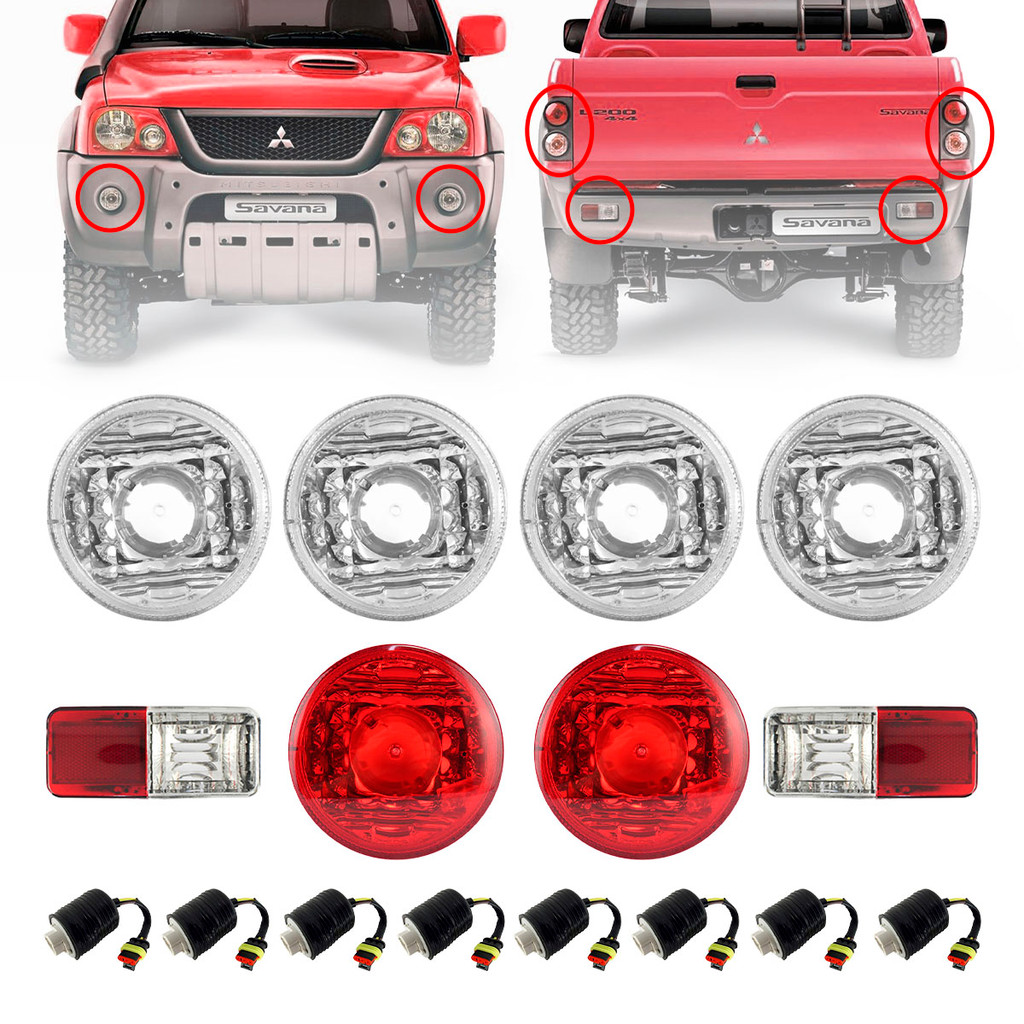 Kit Lanterna Farol L200 2004 Ate 2012 Completo Traseira Dianteira Re Pisca Seta Par Soquete em Oferta na Shopee