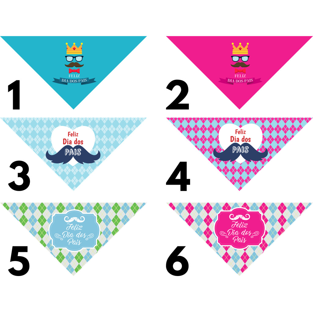50 Bandanas Tamanho P M, 20 P, 30 M, Com Viés Dia dos Pais Estampas Variadas Pet Shop Dog