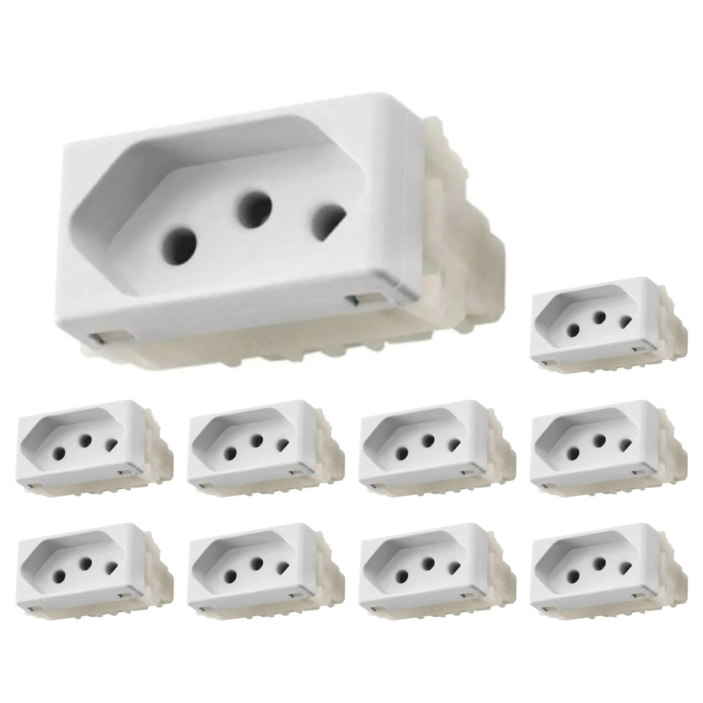 Kit 10 Módulos Tomada 2p+t 20a/250v Liz Branca Tramontina Cor:Branco