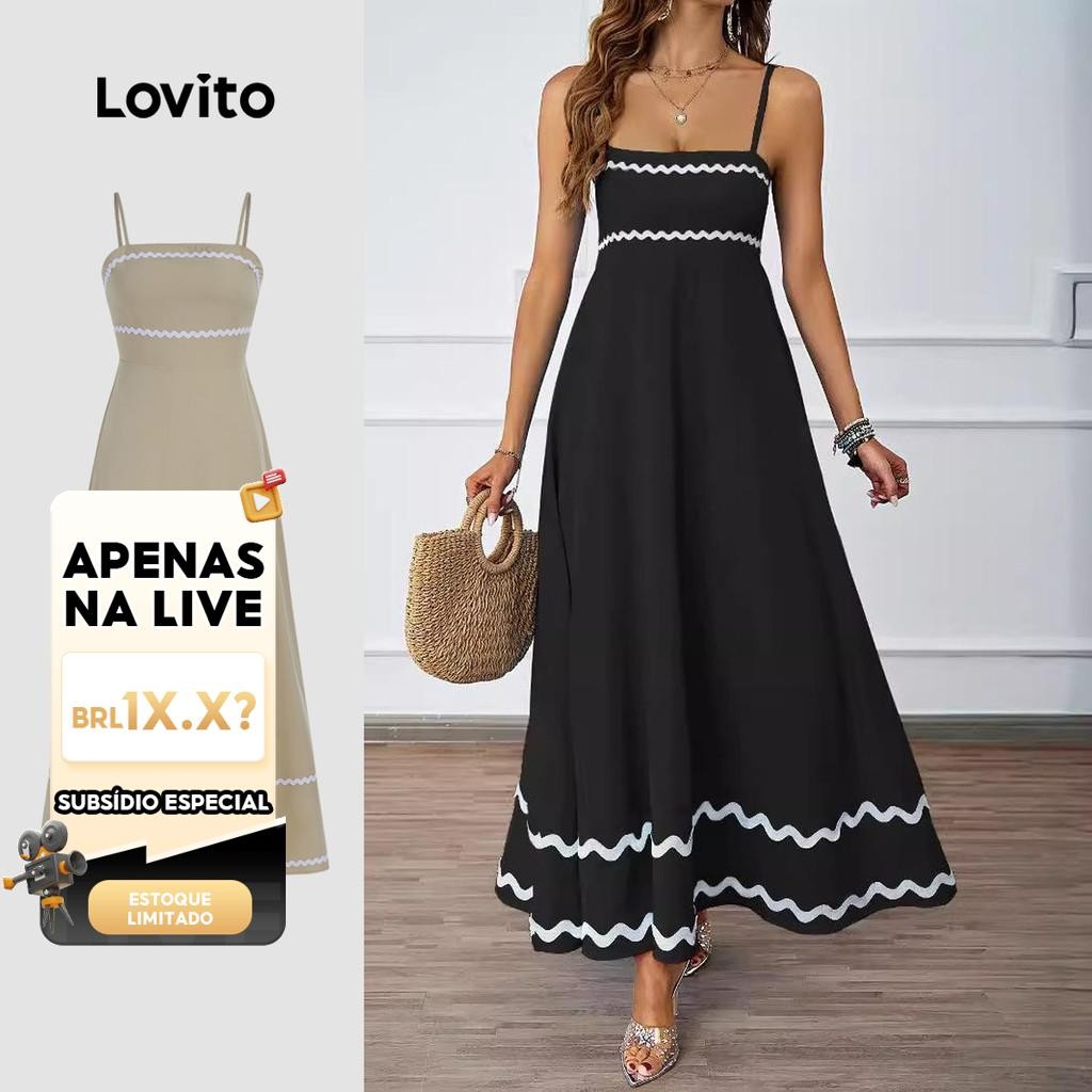 Live Hosts' pick Vestido elegante liso e contrastante para mulheres LNL74144 - Women Clothes