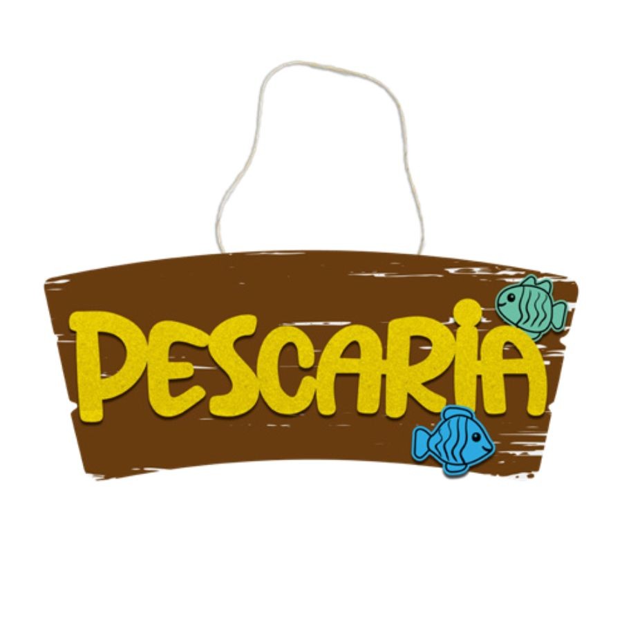 Placa De Sinalização Em MDF Colorida Pescaria De Festa Junina - 30x11,5cm - 1 unidade - Rizzo