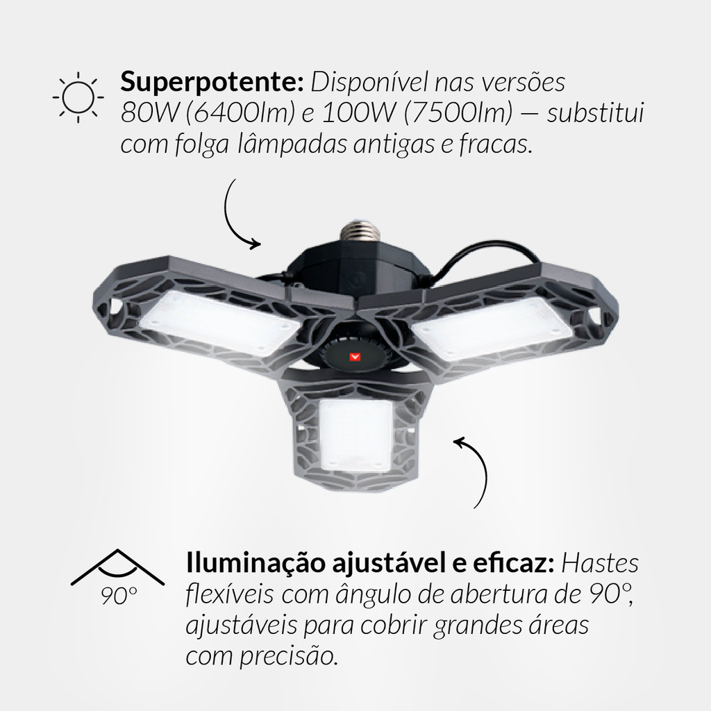 Detalhes do Lampada led Spider 80w 6500k Bivolt Ip20 E27 Pf Avant