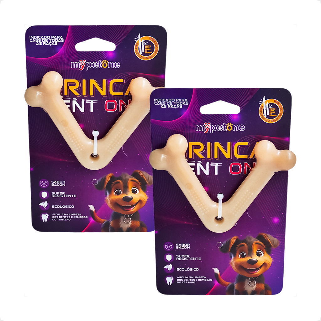 Kit 2 Brinquedo Osso Bamboo Brinca Dent One Sabor Bacon - V - Pequeno em Oferta na Shopee